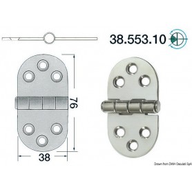 Charnières 2 mm 76x38 Le lot de 4 - Osculati Charnières Haute Qualité 8033137129490 38.553.10