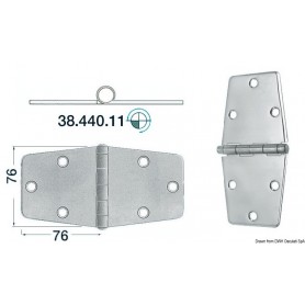 Charnière inox 152 x 76 mm Le lot de 2 - Osculati Charnières Haute Qualité 8033137005039 38.440.11