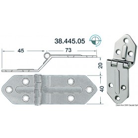 Charnière 118 x 40 Le lot de 2 - Osculati Charnières Haute Qualité 8033137005299 38.445.05
