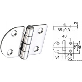 Charnière inox 65x40mm Le lot de 3 - Osculati Charnières Haute Qualité 8033137129223 38.441.69