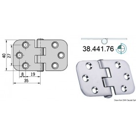 Charnière inox renversé 70 x 39 mm Le lot de 3 - Osculati Charnières Haute Qualité 8033137005183 38.441.76