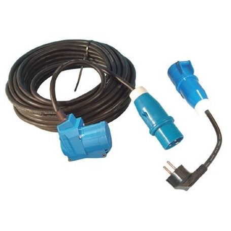 Rallonge 25 mètres 3 X 1.5mm² + adaptateur - Imnasa Prise 220 V et 12 V camping  64000216