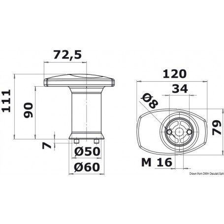 Système modulaire de taquet et chaumard - Osculati Version:Champignon simple p. système modulaire803313713268140.176.02