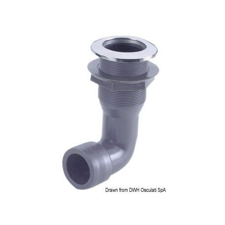 Passes-coque nylon sortie inox - Osculati Crépine / Passe coque 8033137002779 17.322.52