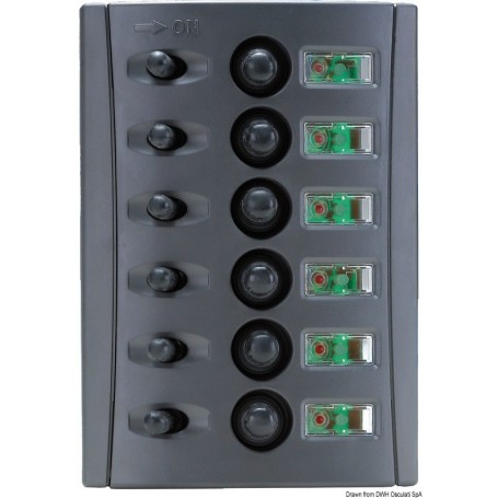 Tableaux électriques avec fusibles automatiques et double LED - Osculati Tableaux électriques 8033137092367 14.850.05