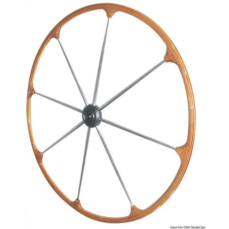 Barres à roue avec couronne en teck - Osculati Volant & Barre à roue  45.167.03