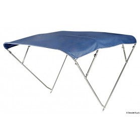 Bimini Pour Bateau 3 Proues - Toile 600D Imperméable - Armature Aluminium - Tailles Variables 185-198 Cm - Bleu