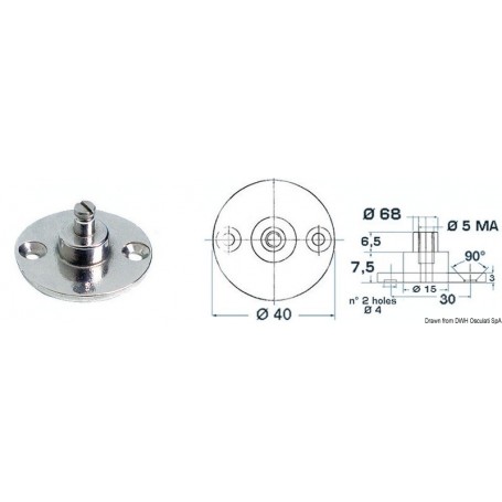 Base avec pivot Le lot de 4 - Osculati Vérin de capot 8033137126468 38.013.56