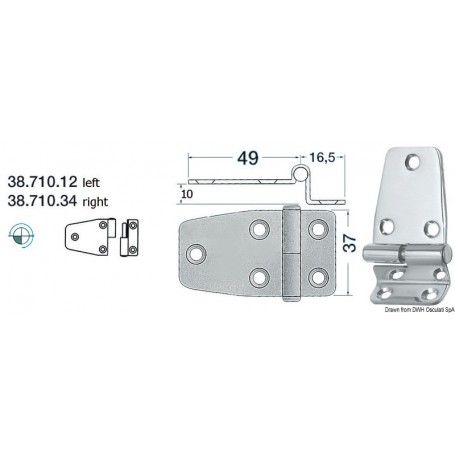 Charnière amovible Le lot de 4 - Osculati Charnières Haute Qualité 8033137005596 38.710.12