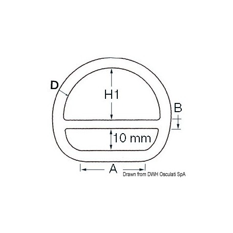 Anneau demi-rond à barrette - Osculati Cadènes, pontets et filoirs 8033137131080 39.602.01