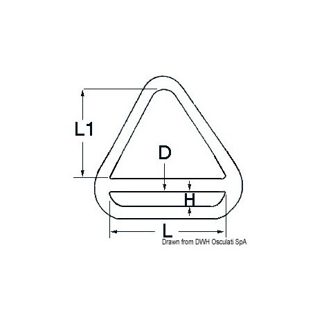 Anneau triangulaire à barrette - Osculati Cadènes, pontets et filoirs 8033137049026 39.601.01