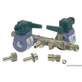 Electrovanne double avec commande à distance ou manuelle sur les robinets pour raccorder deux réservoirs à un moteur - Osculati 