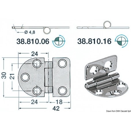 Charnières 2 mm - Osculati Charnières Haute Qualité 8033137005619 38.810.06