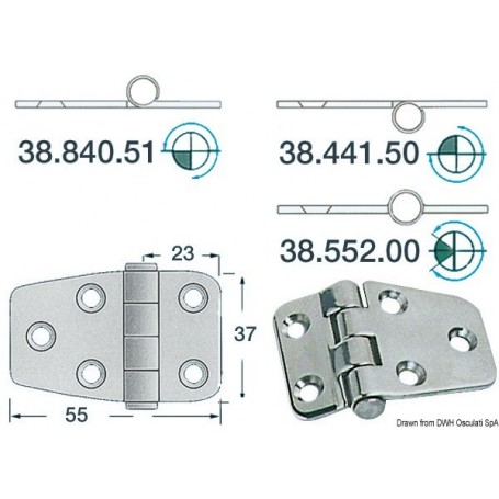 Charnières 2 mm - Osculati Charnières Haute Qualité 8033137129148 38.441.50