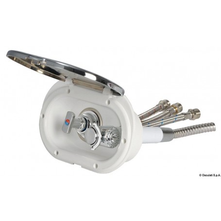 Coffret douche Oval avec mélangeur et douche à bouton Mizar - Osculati Douche et douchette 8033137092893 15.140.30