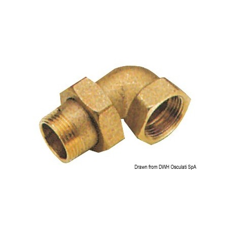 Raccord coudé à 90, 3 pièces, mâle/femelle avec fermeture sphéro-conique et o-ring - Osculati Vannes & Raccords plomberie 803313