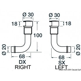 Events carburant en laiton chromé avec embout à 90° - Osculati Nables et events 8033137109690 20.287.91