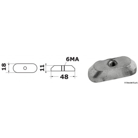 Plaquette 6/15 HP 4 temps avec filet M6 Lot de 2 - Tecnoseal ANODES SUZUKI 8033137140785 43.903.35