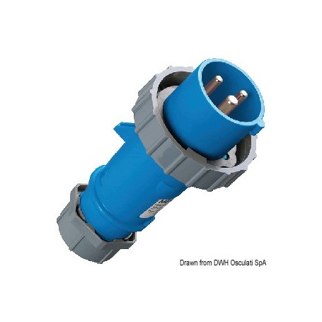 Fiche de courant standard pour prise de quai IP67 - Osculati Prise 220 V et 12 V camping  14.335.03