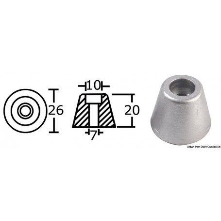Anode de rechange hélice proue / poupe pour Side-Power (Sleipner) - Tecnoseal Propulseurs d' étrave 8033137135828 43.070.21