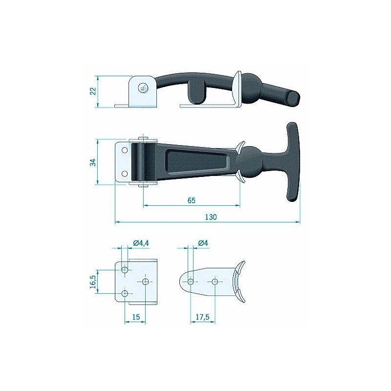 Fermeture de capot inox ROCA pour bateau