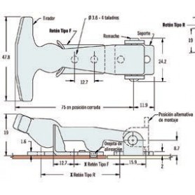 LOQUET POIGNEE FLEXIBLE MONOBLOC CAOUTCHOUC 