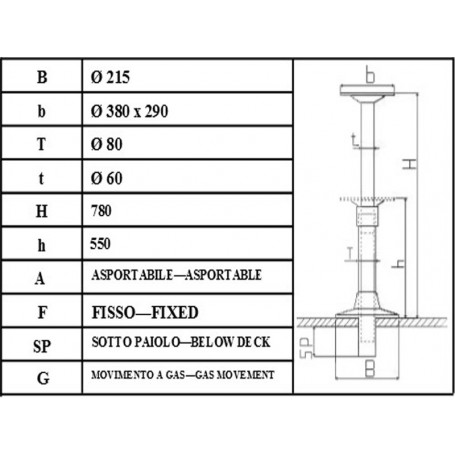 PIED TEL GAZ POUR TABLE 780mm 