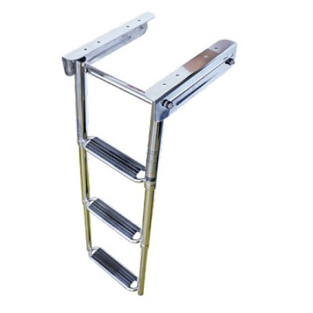 Echelle télescopique pliable en inox. 