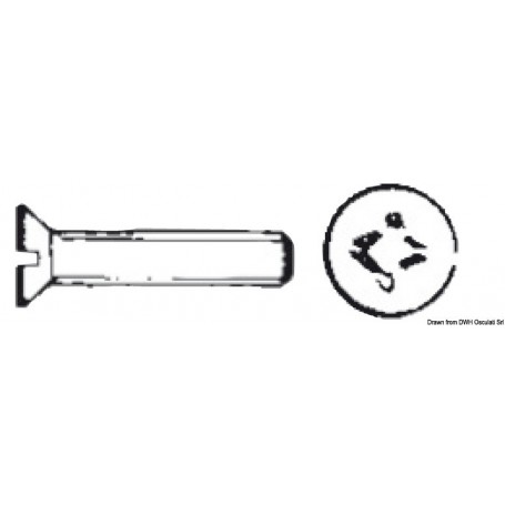 Vis tête conique fraisée, fendue pour tournevis, UNI 6109 DIN 965 Vis tête conique fraisée, fendue pour tournevis, UNI 6109 DIN 