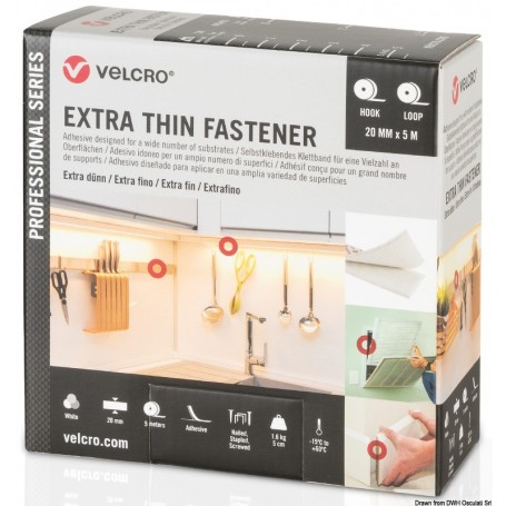 VELCRO® Brand EXTRA THIN Fastener - Velcro Adhésifs 8033137218439 65.453.05