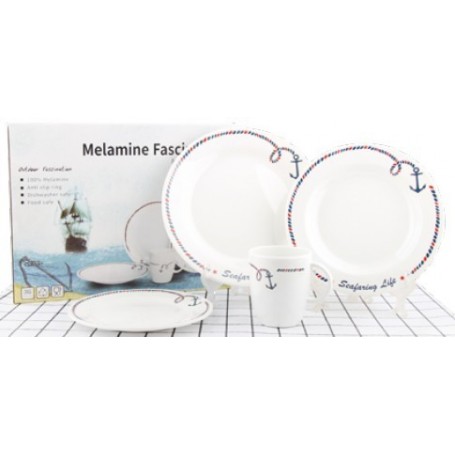 KIT VAISSELLE MELAMINE ANCRE ANTIDERAPANTE (8 Pcs) 