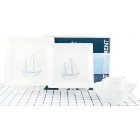 KIT VAISSELLE MELAMINE SAILING (16 Pcs) 