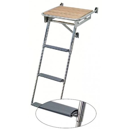 Échelles téléscopiques plateforme teck 