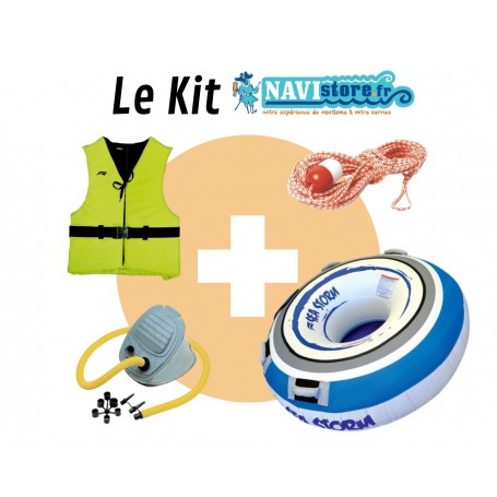 Kit Bouée tractable + Corde flottante + Gilet  + Gonfleur 