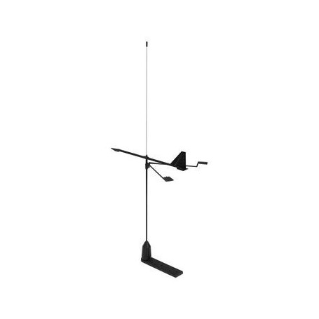 Antenne inox avec girouette - 0.89m, 3dB, support plat 180mm Antenne inox avec girouette - 0.89m, 3dB, support plat 180mm