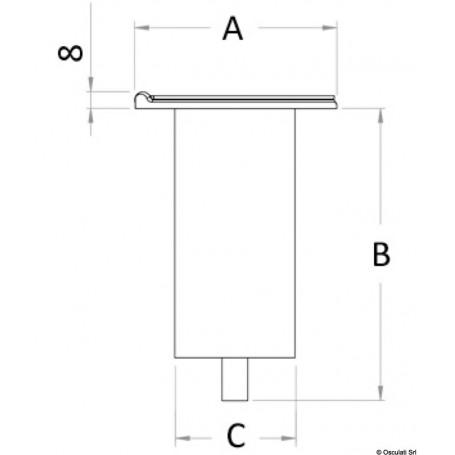 Douille encastrée pour poteau en carbone avec couvercle à charnière Version:Douille droite à encastrementDouille encastrée pour 