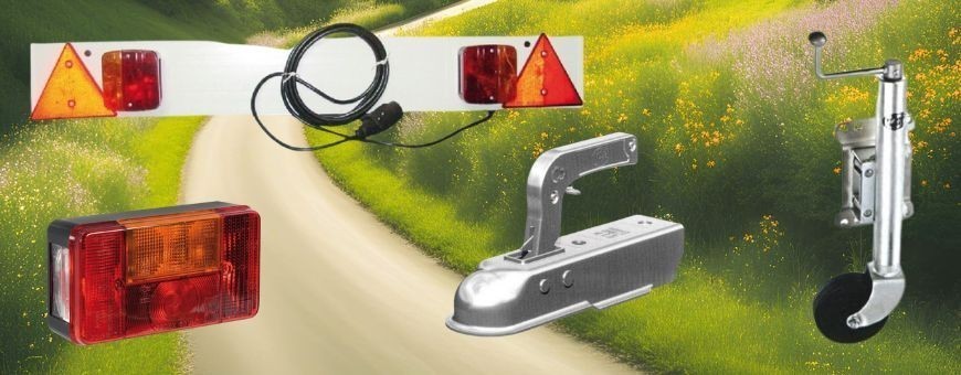 Accessoires pour Remorques : Rouleaux, Attelages, Feux et Antivols